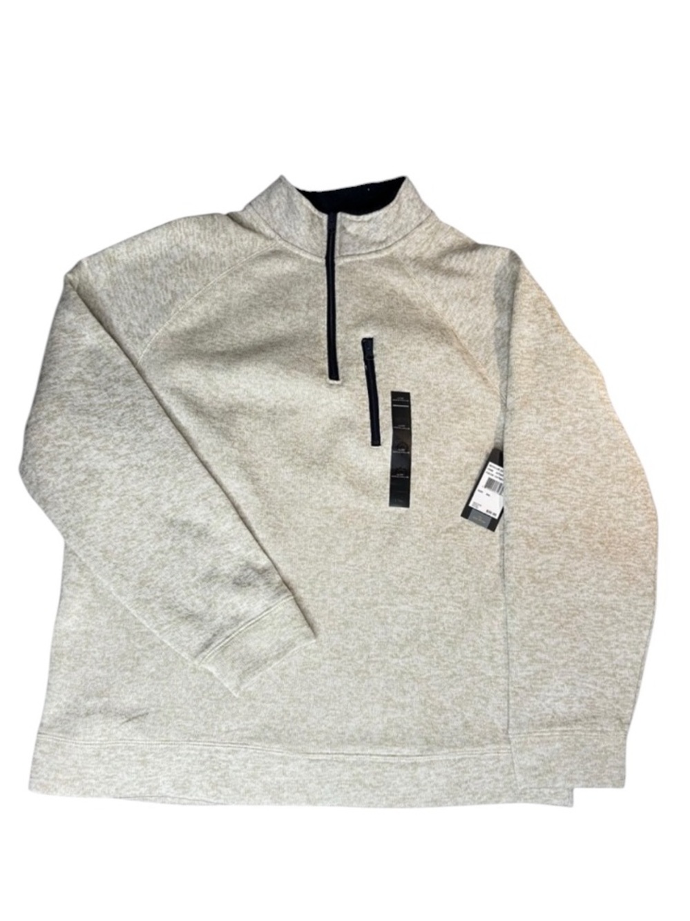 Old River Mens Quarter Zip Fleece Sweater Pull-over Oatmeal XXL Blue Trim NWT
